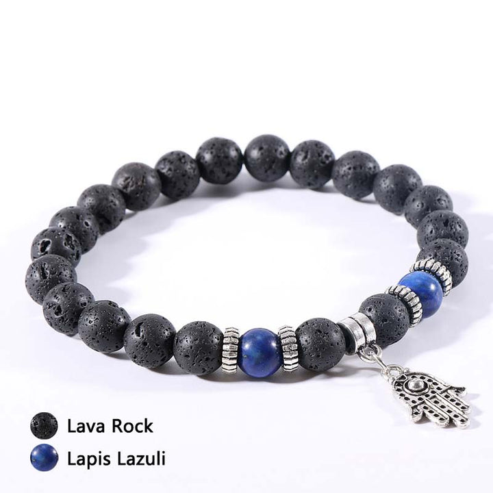 Pulsera de piedra de lava de ojo de tigre y malaquita 