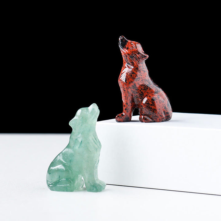 Adorno de piedra preciosa con forma de niño lobo de cristal natural de Olivenorma 