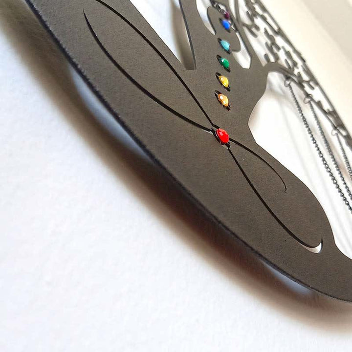 Decoración de pared de metal con forma de loto y chakra del árbol de la vida de Olivenorma 