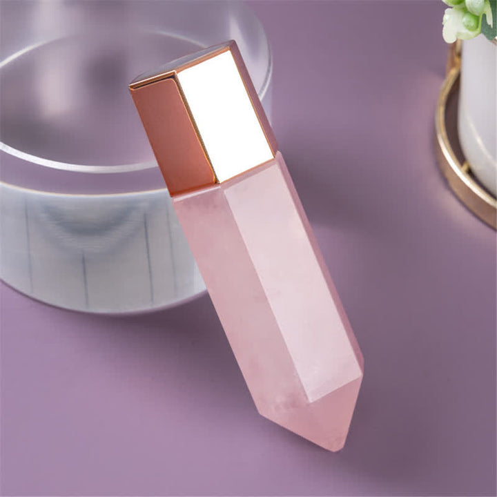 Varitas de cristal con aceite esencial energético de cuarzo rosa de olivenorma