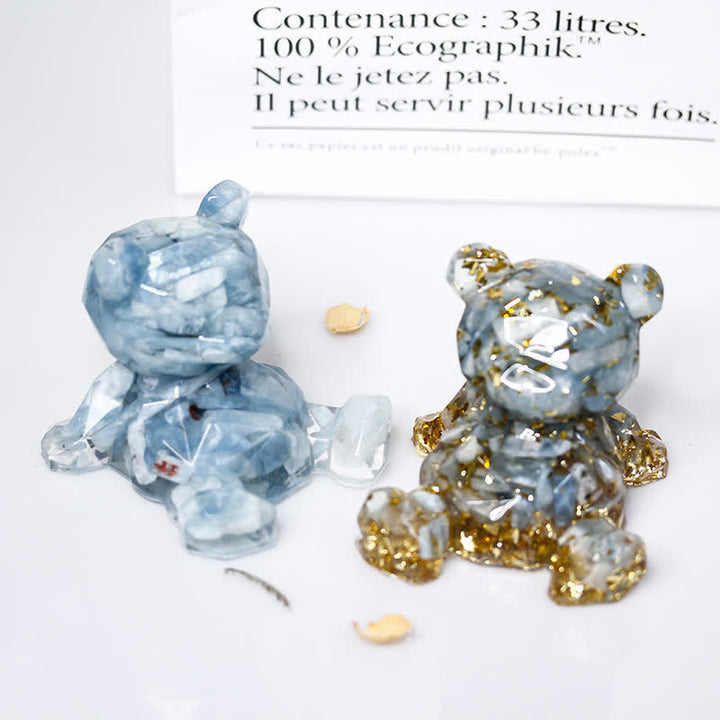 Espejo de cristal de Olivenorma con forma de oso y piedras preciosas decorativas