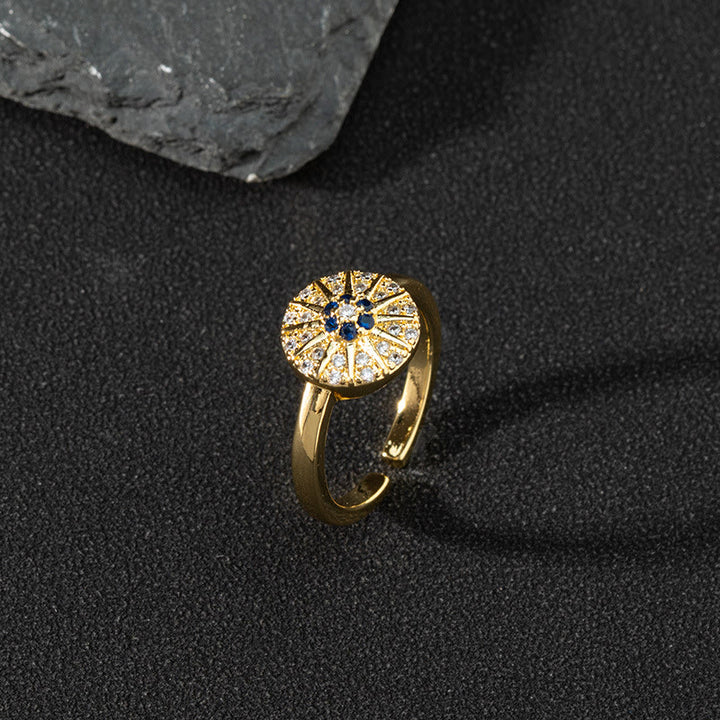 Anillo de circonita blanca de Olivenorma Anillo ajustable con diseño de mal de ojo