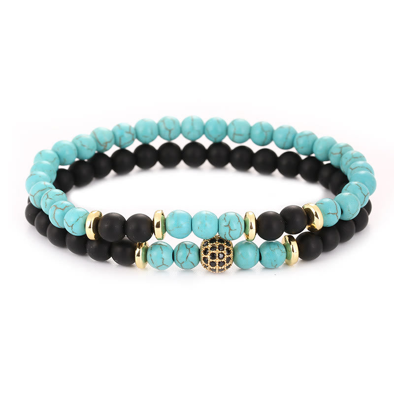 Pulsera de cuentas de cristal natural de dos capas para hombre de Olivenorma