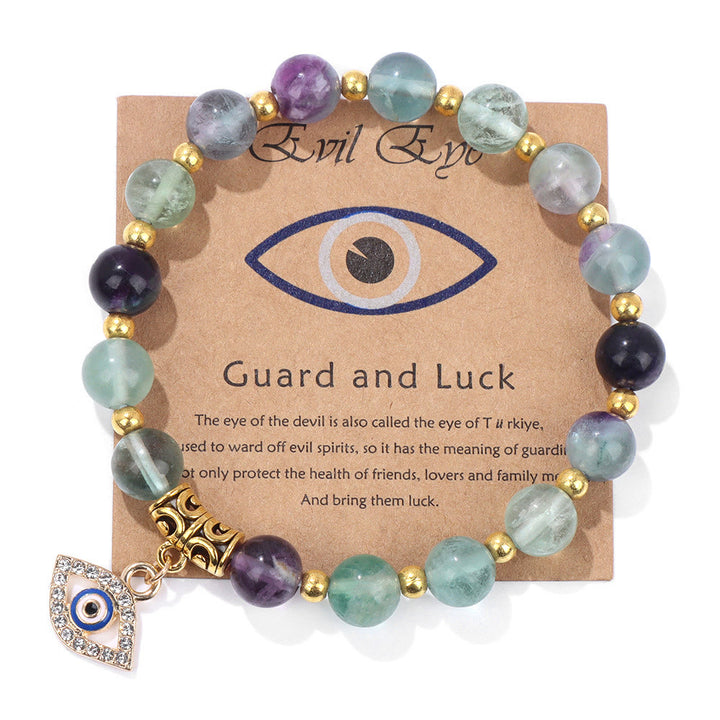 Pulsera con colgante de ojo malvado y cuentas de piedra natural de Olivenorma