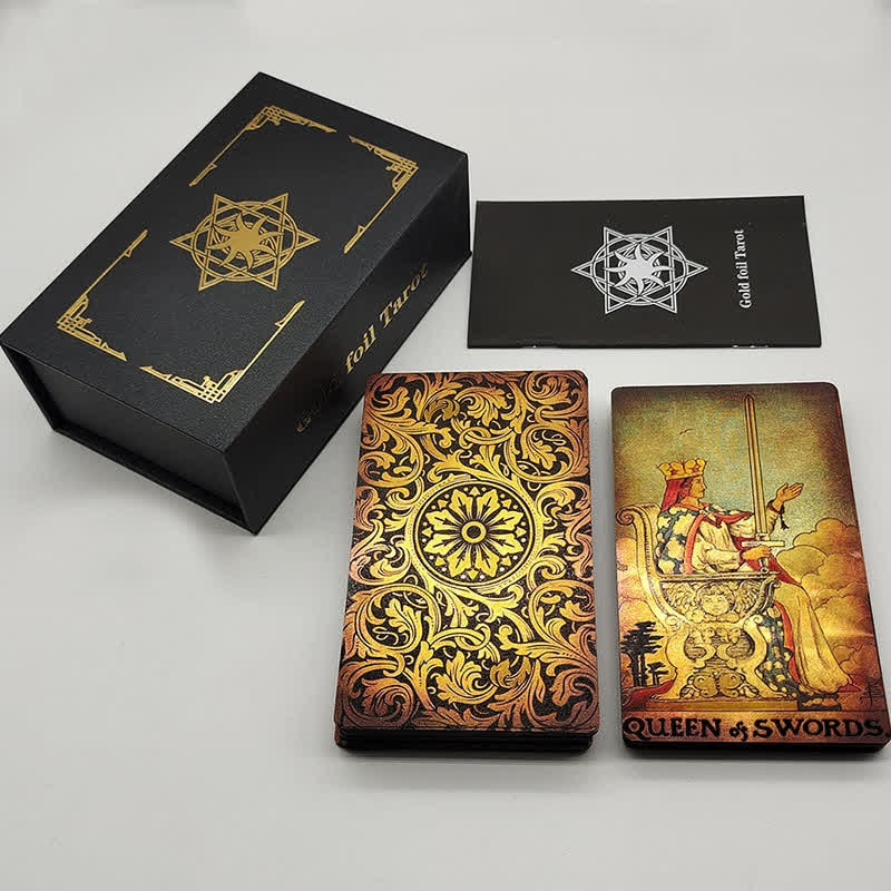 Cartas del tarot con lámina de oro estilo antiguo de Olivenorma 