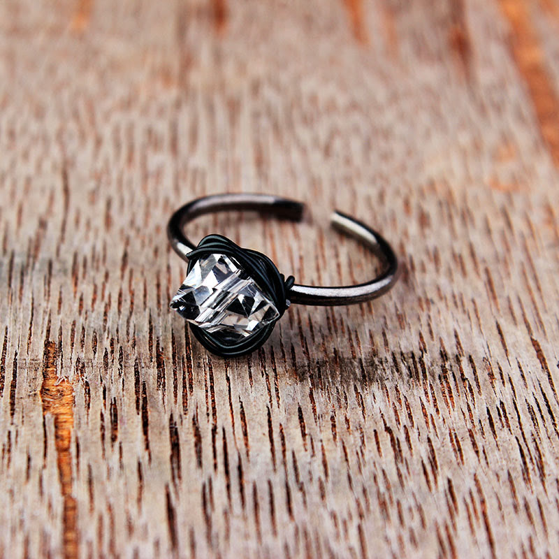 Anillo de alambre de cristal de piedra natural hecho a mano de Olivenorma