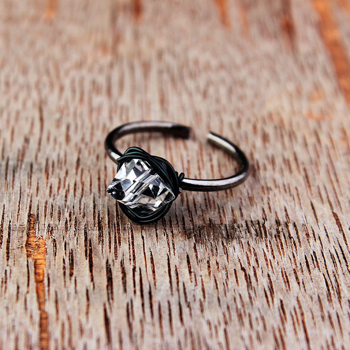 Anillo de alambre de cristal de piedra natural hecho a mano de Olivenorma
