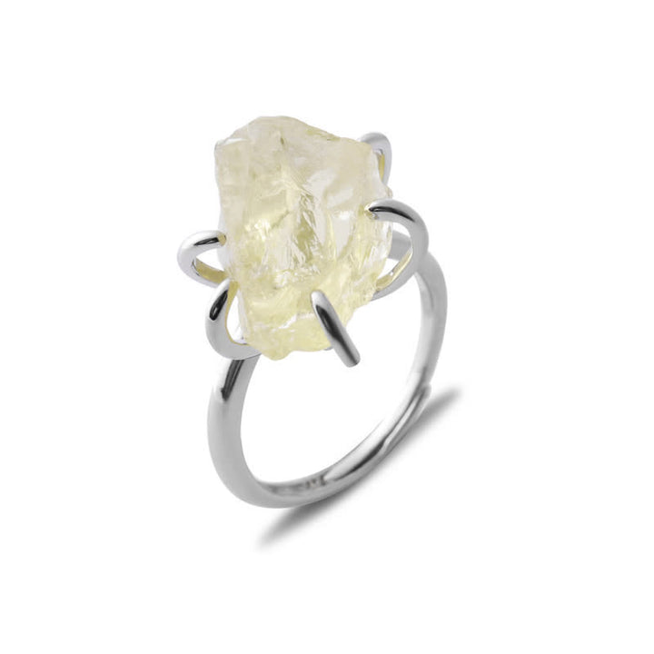 Anillo ajustable de cristal natural de seis garras de Olivenorma