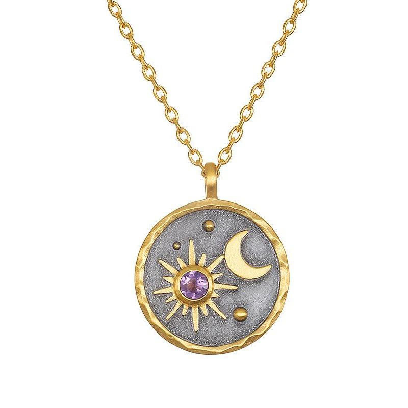Collar con piedra natal de sol y luna "Día y noche" de Olivenorma