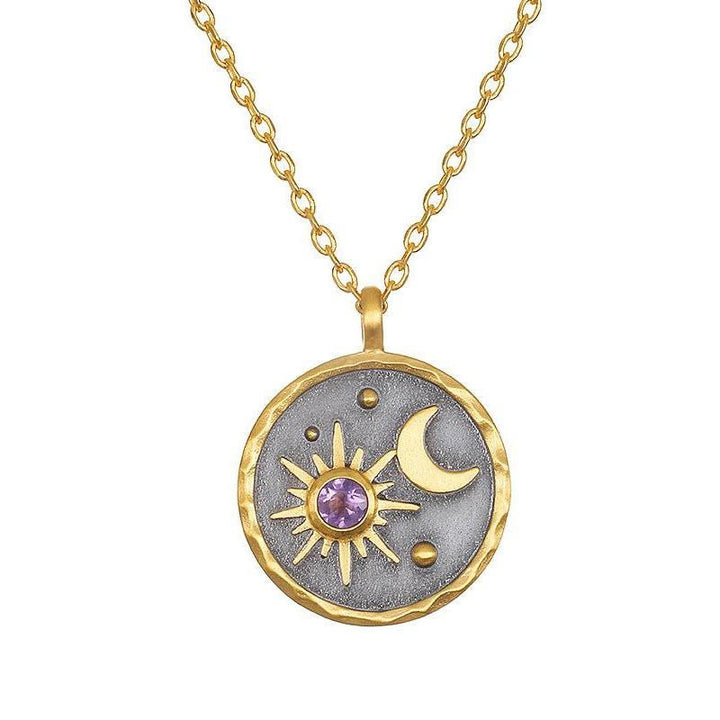 Collar con piedra natal de sol y luna "Día y noche" de Olivenorma
