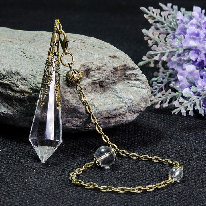 Péndulo de meditación de cristal transparente