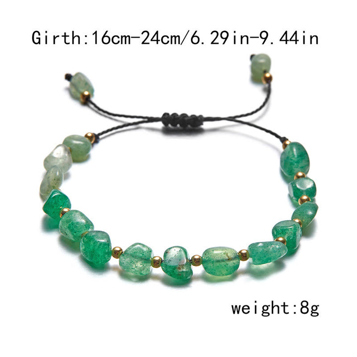 Pulsera tejida a mano con cuentas de piedra irregulares naturales de Olivenorma