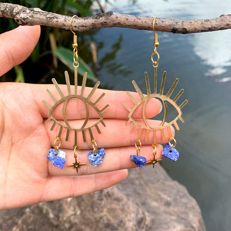 Pendientes de cristal con colgante de estrella y lágrimas de mal de ojo de Olivenorma