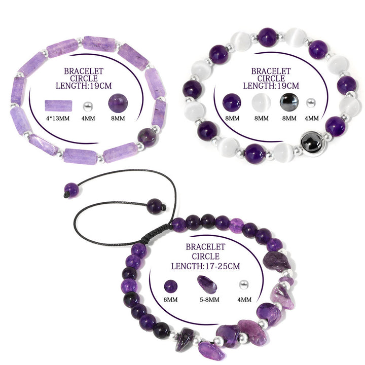 Juego de 3 pulseras de cristal natural "Healing Wishes" de Olivenorma 