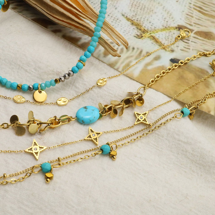 Juego de pulseras apilables con estrellas de turquesa natural de Olivenorma 