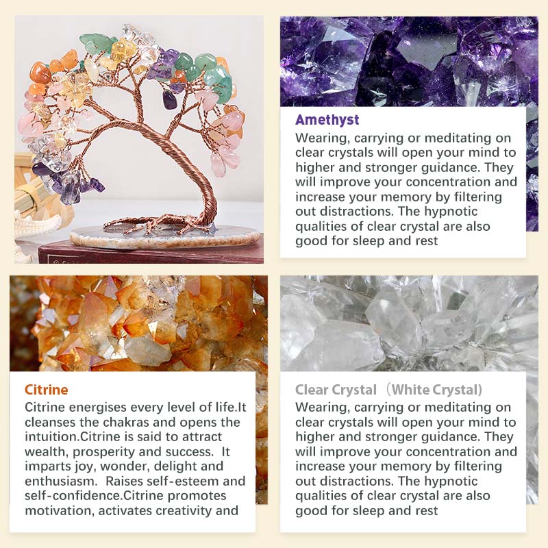 Árbol de Feng Shui con piedra de cristal natural Olivenorma