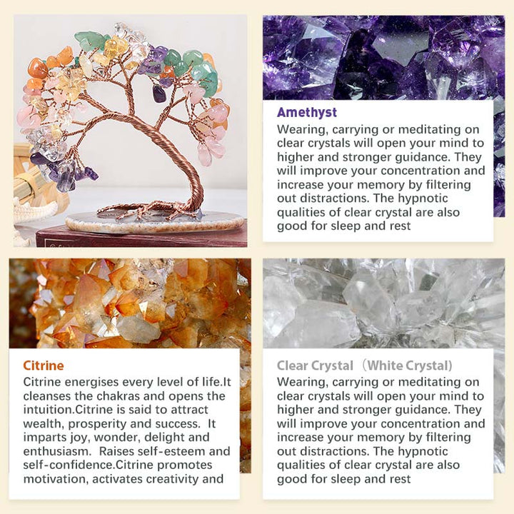 Árbol de Feng Shui con piedra de cristal natural Olivenorma
