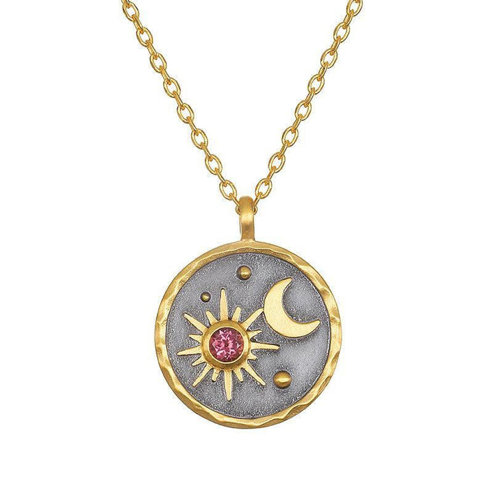 Collar con piedra natal de sol y luna "Día y noche" de Olivenorma