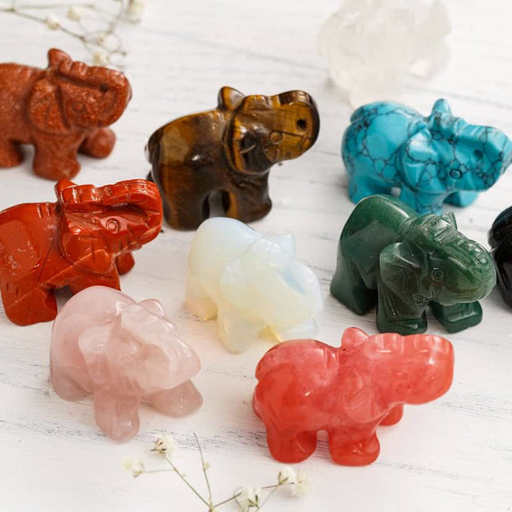 Figuras de elefantes de Reiki de Olivenorma, decoración con piedras preciosas