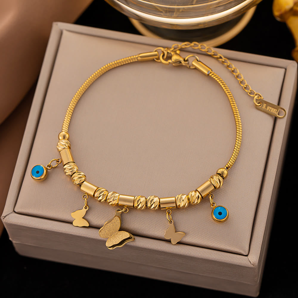 Pulsera envolvente con ojo malvado de turquesa dorada de Olivenorma
