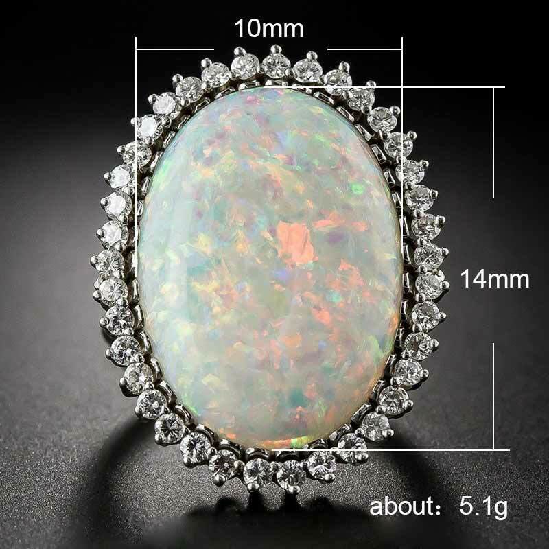 Anillo de bodas con ópalo blanco ovalado de Olivenorma
