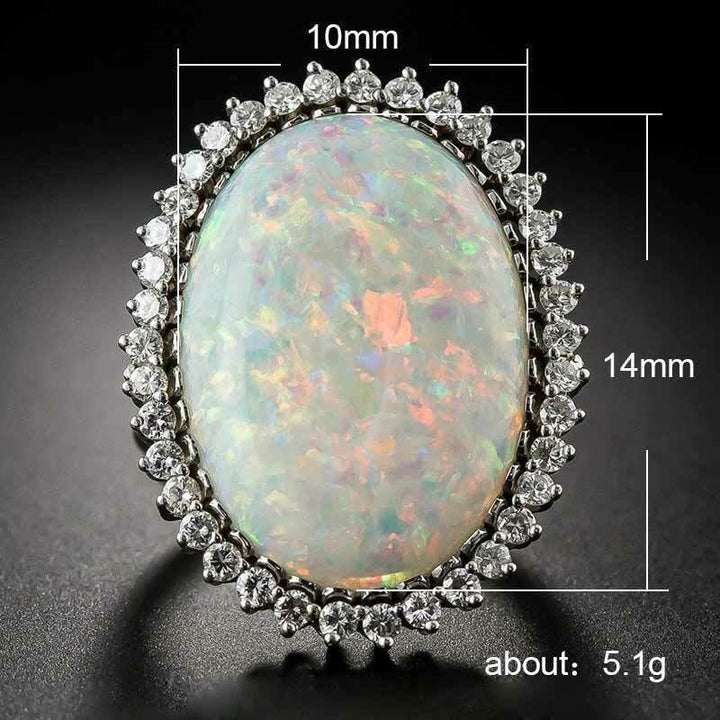 Anillo de bodas con ópalo blanco ovalado de Olivenorma