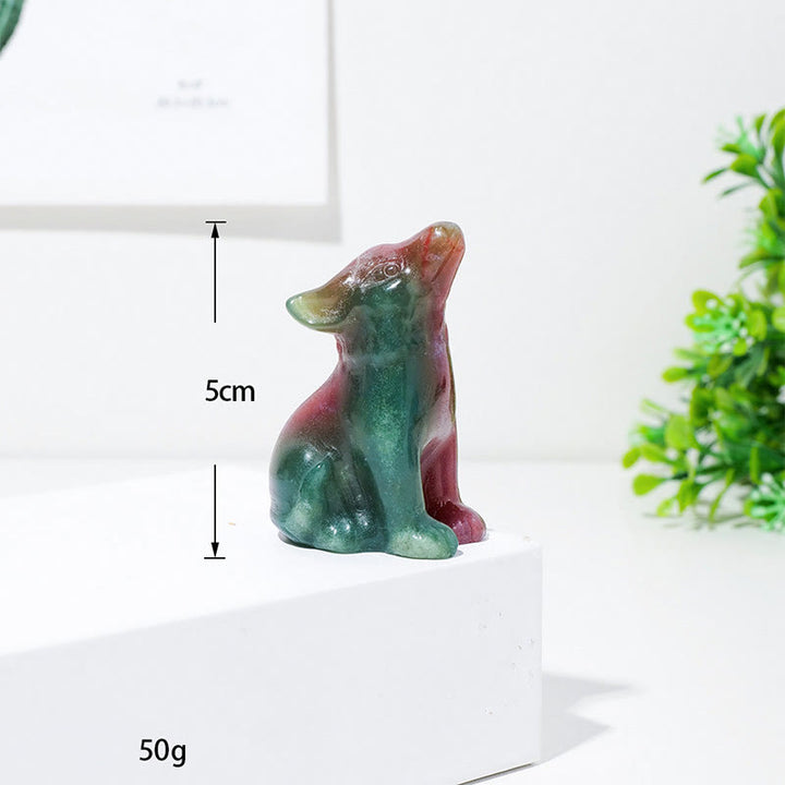 Adorno de piedra preciosa con forma de niño lobo de cristal natural de Olivenorma 