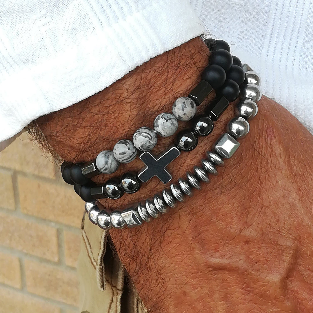 Pulsera con piedras preciosas apilables para hombre de Olivenorma