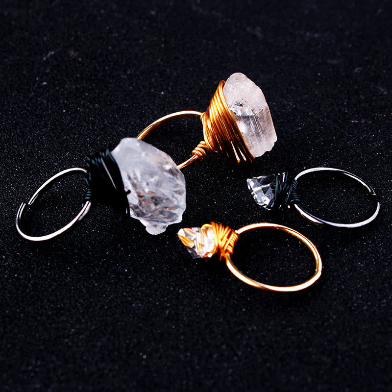 Anillo de alambre de cristal de piedra natural hecho a mano de Olivenorma