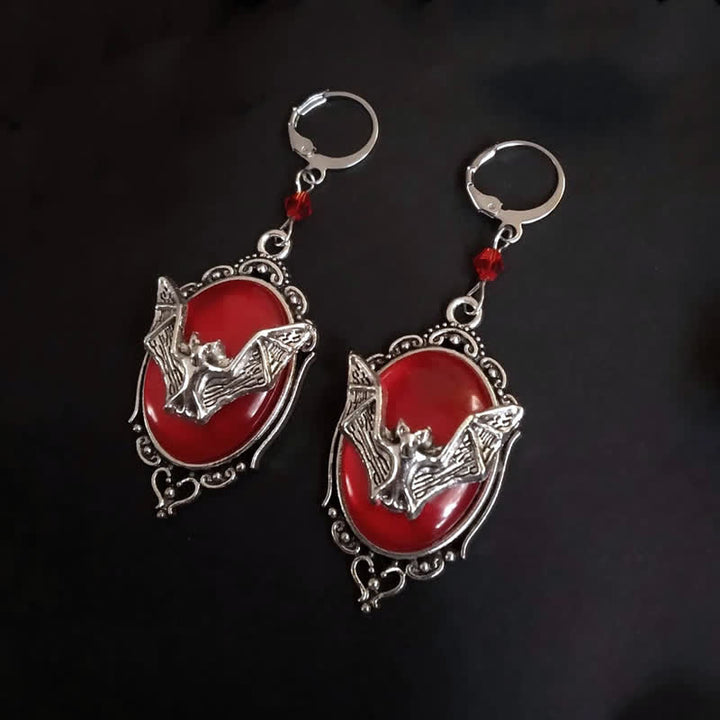 Pendientes de murciélago de Halloween de obsidiana