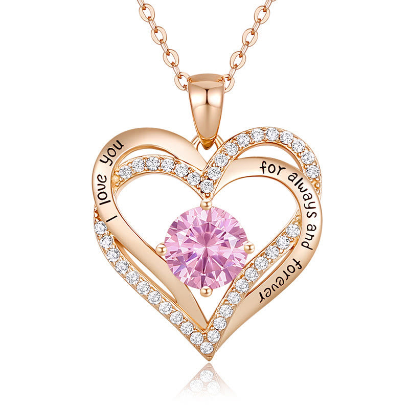 Olivenorma "Te amo por siempre y para siempre" - Collar de corazón en tono de nacimiento 