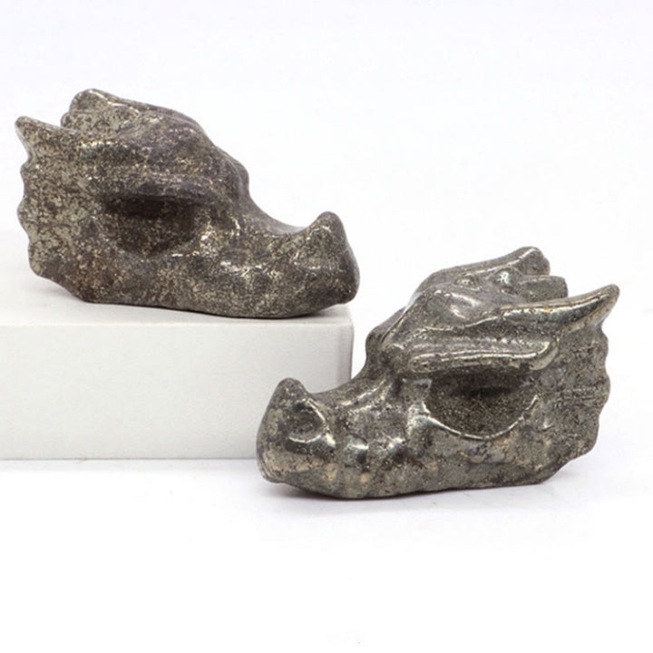 Cráneo con cabeza de dragón de 3,2 pulgadas de Olivenorma, decoración con piedras preciosas
