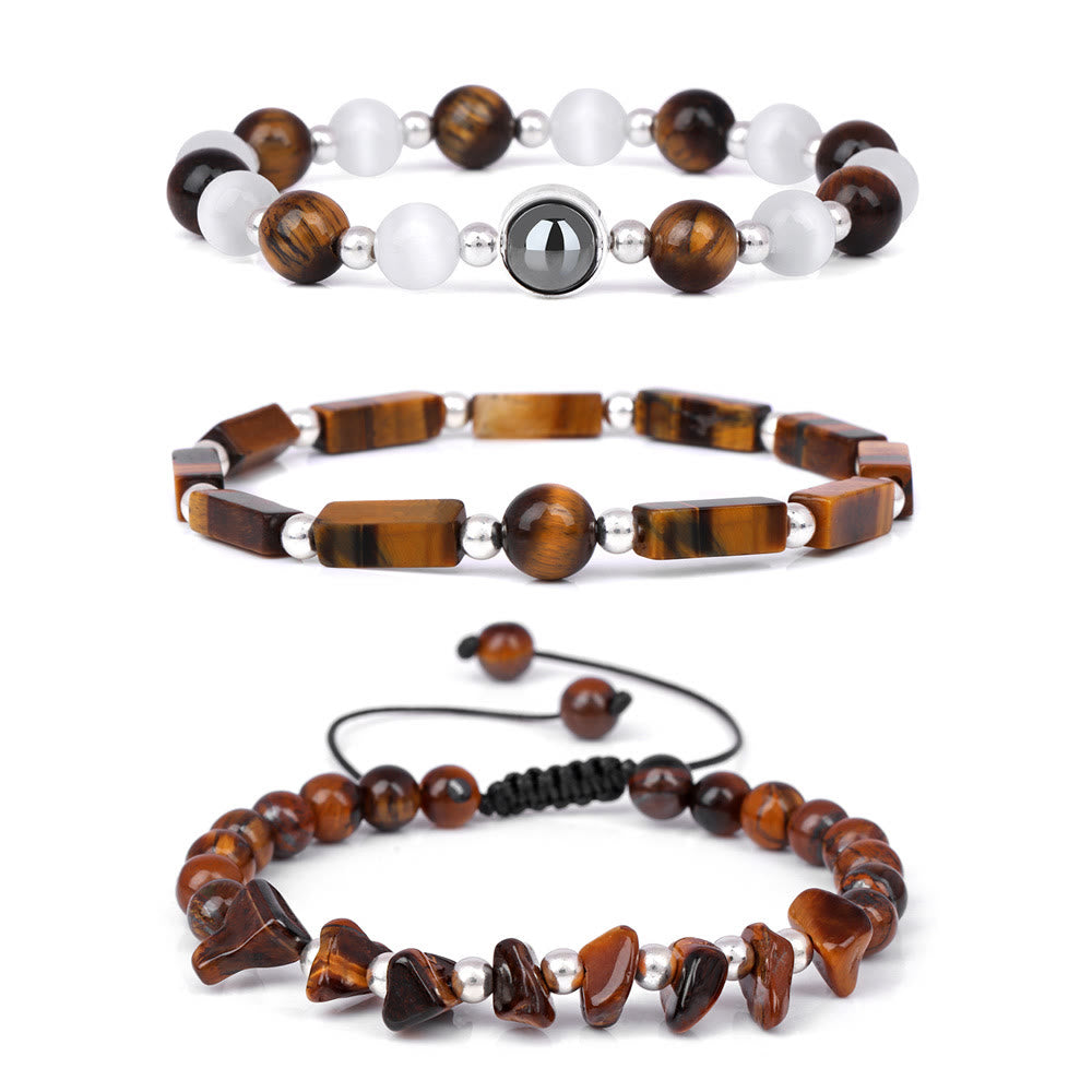 Juego de 3 pulseras de cristal natural "Healing Wishes" de Olivenorma 