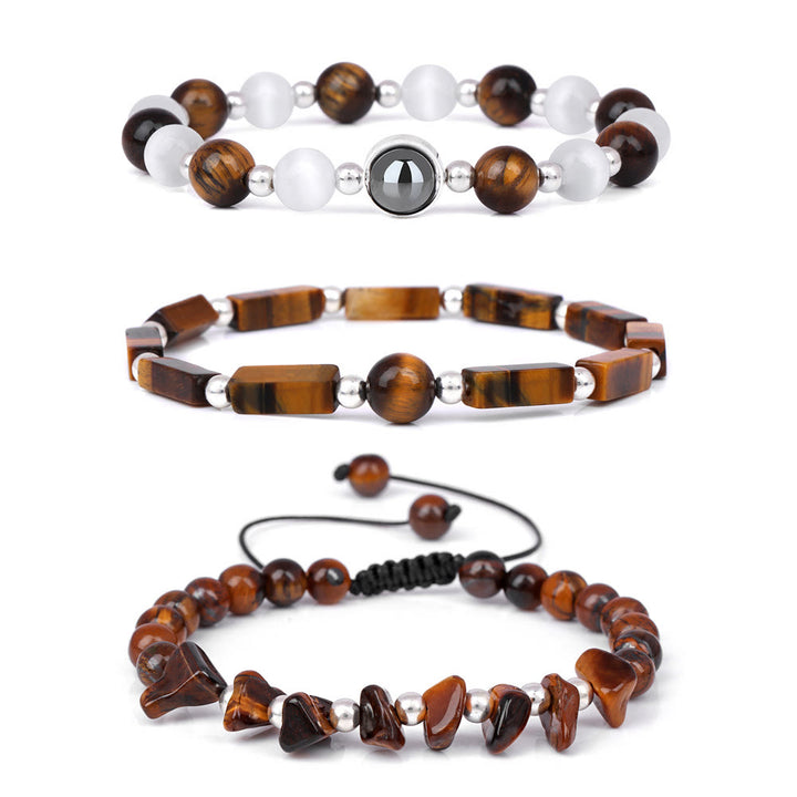 Juego de 3 pulseras de cristal natural "Healing Wishes" de Olivenorma 