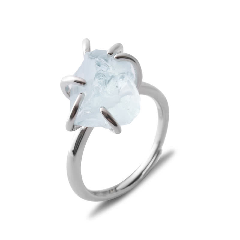 Anillo ajustable de cristal natural de seis garras de Olivenorma